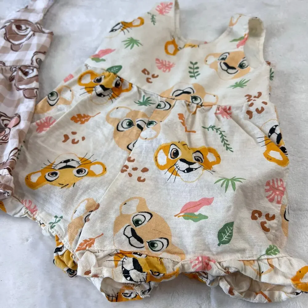Disney Lion King & Thumper Bambi Rompers baby Girl size 6-9 months